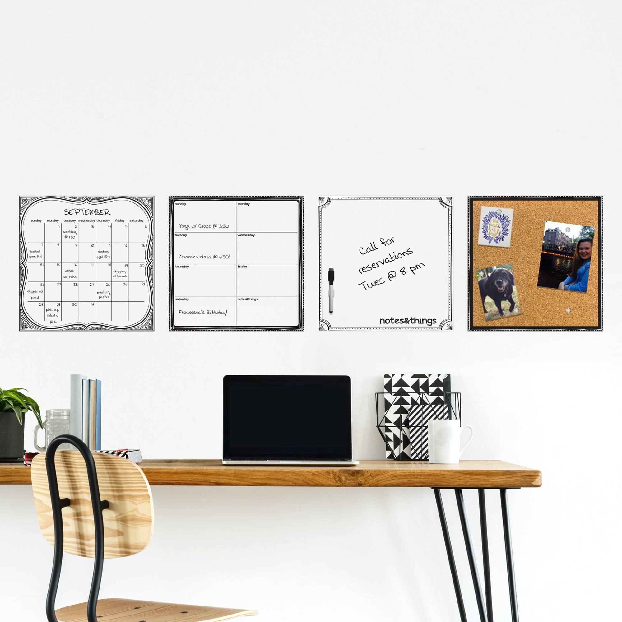 WallPops White Dry Erase Calendar & Corkboard Set